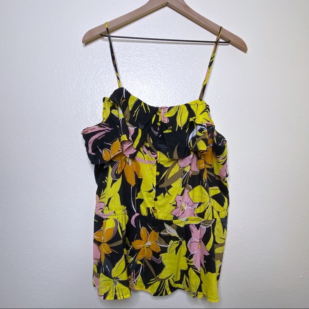 Who What Wear Black Floral Ruffle Cami Top - Size XXL